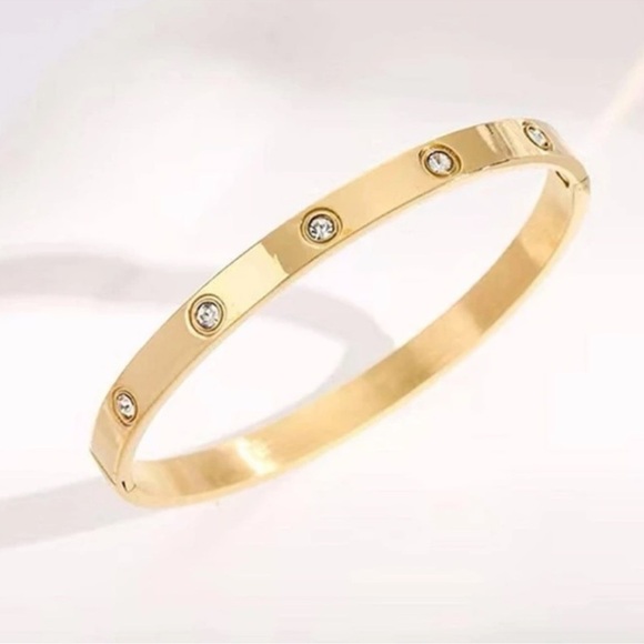 Crystal Gold Orbit Bangle - Picture 3 of 3